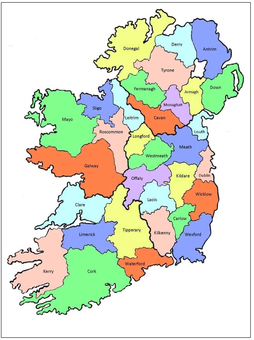mapa 32 condados da irlanda