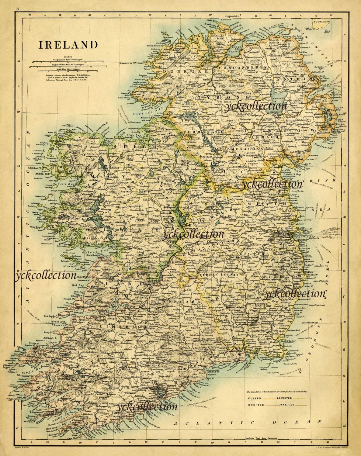 antigo mapa da irlanda