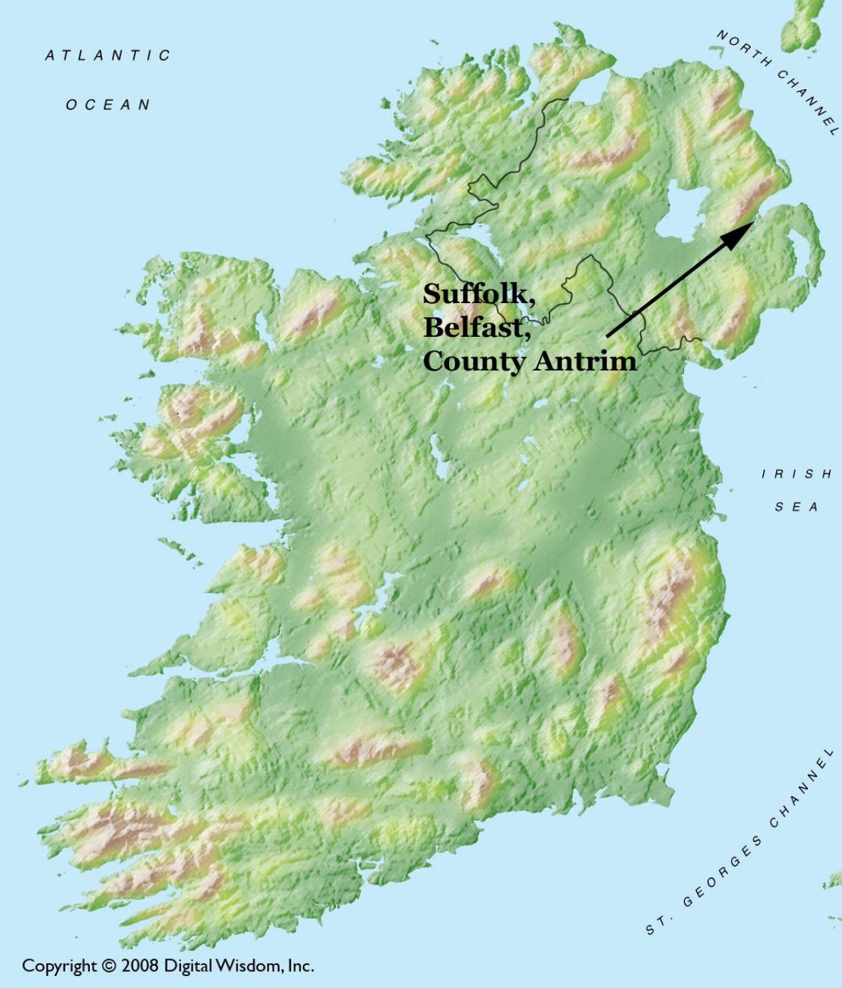 mapa de belfast, irlanda do norte