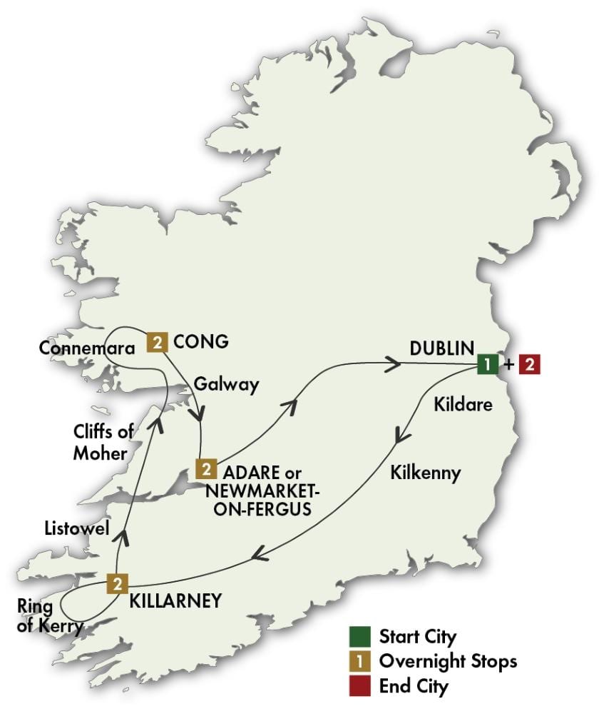 irlanda passeio de carro mapa