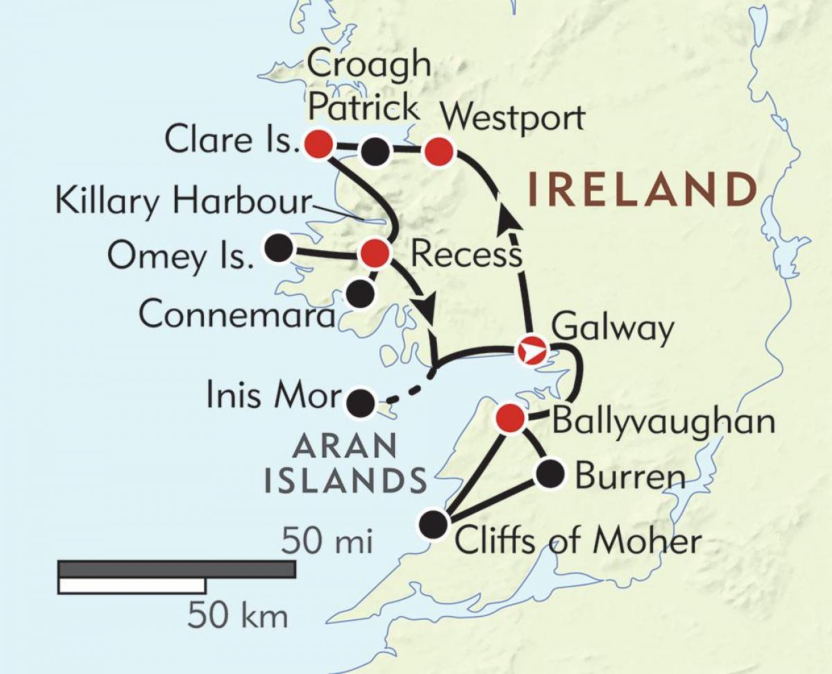 mapa da costa oeste da irlanda 