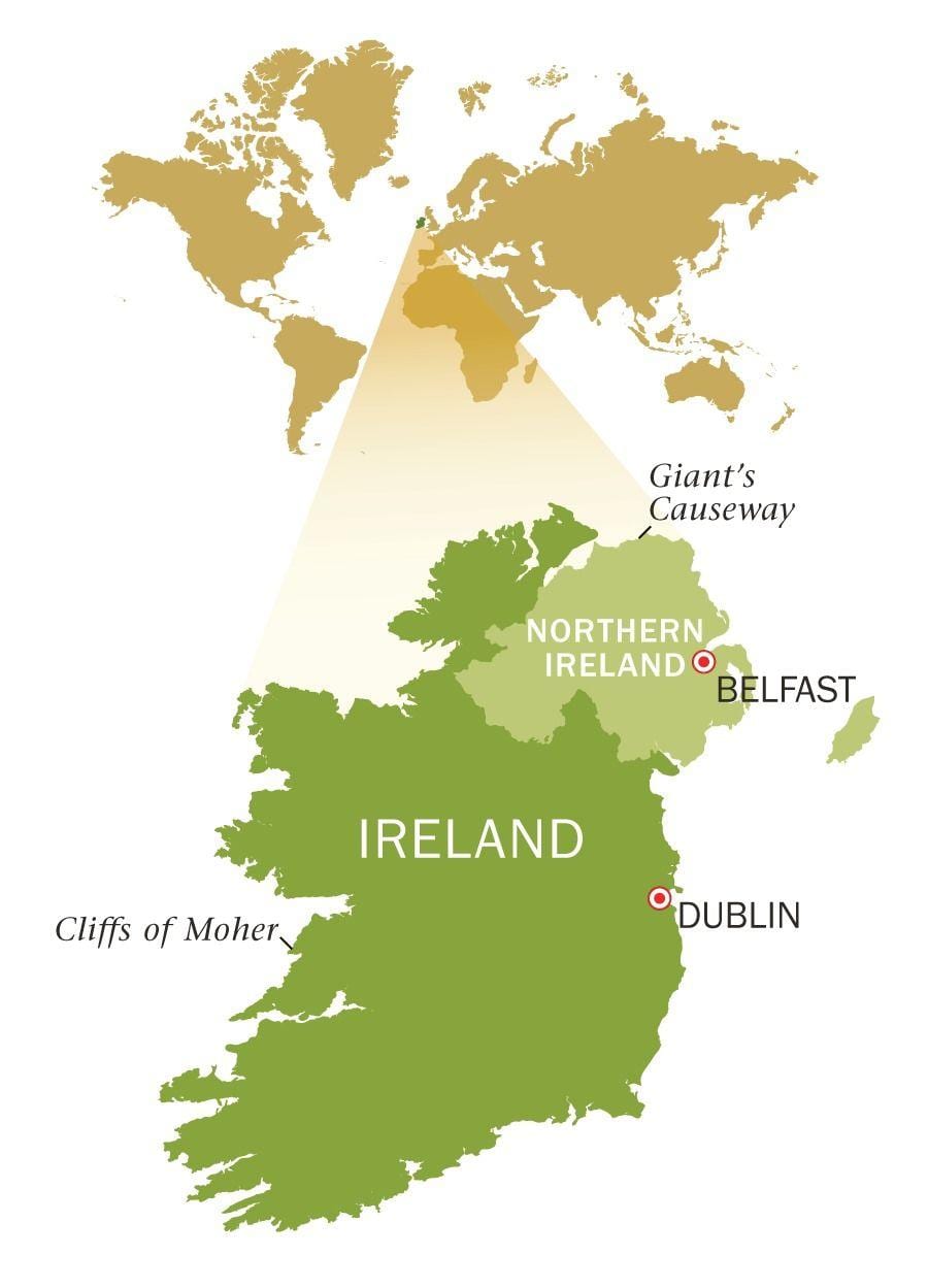 mapa da ilha esmeralda irlanda