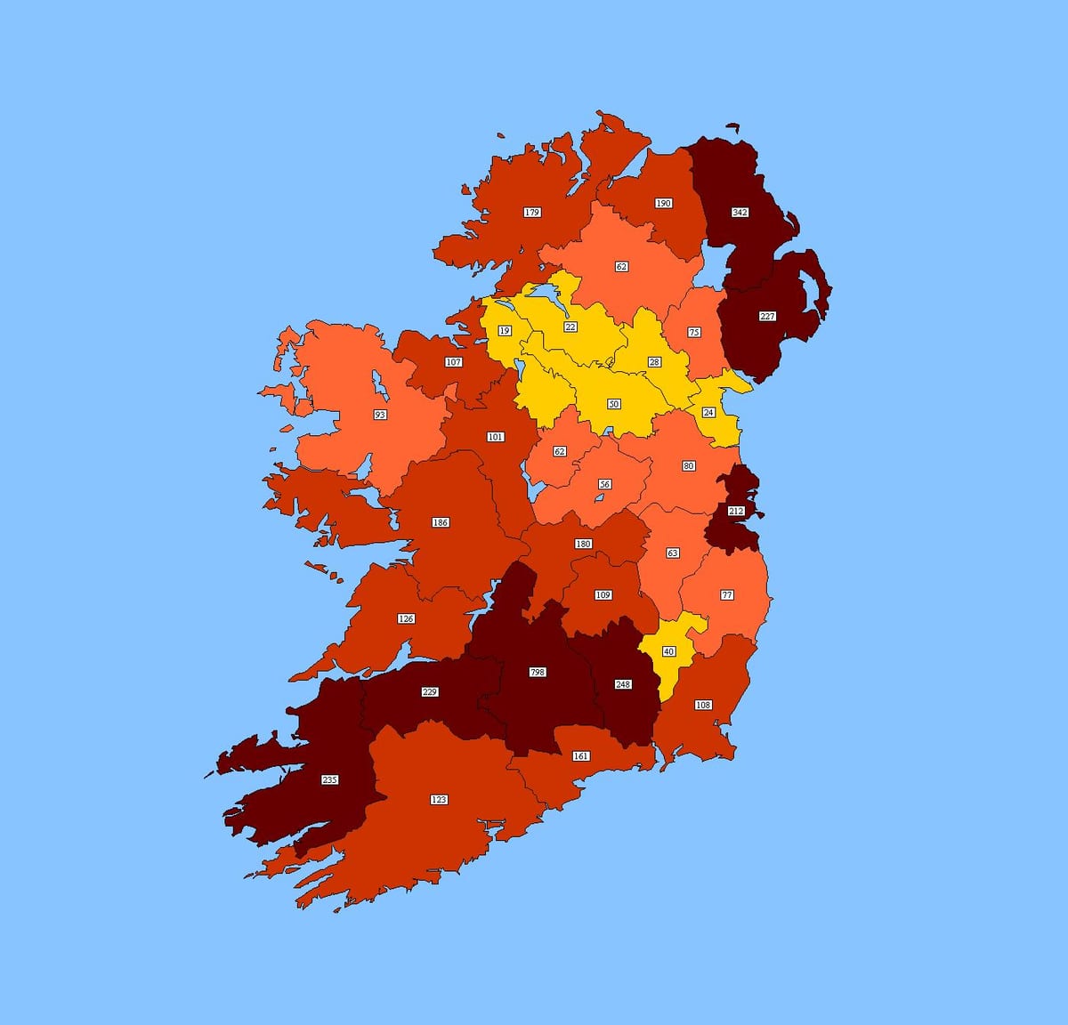mapa da irlanda código postal