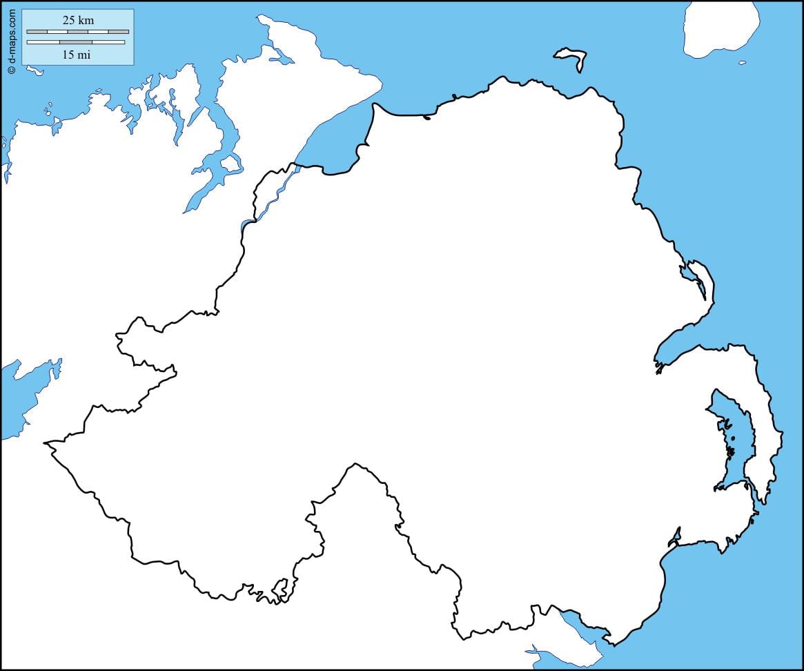 mapa em branco da irlanda do norte