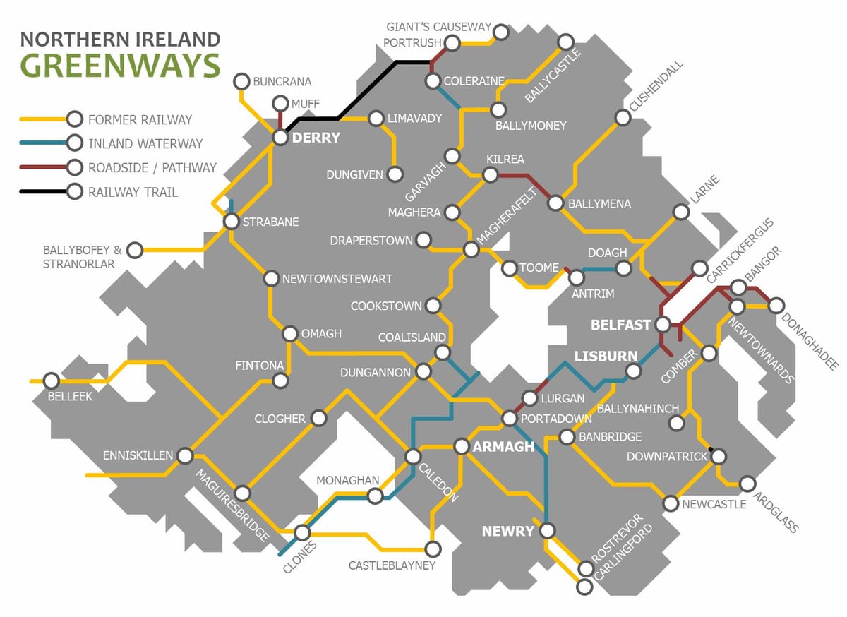 irlanda do norte trem mapa