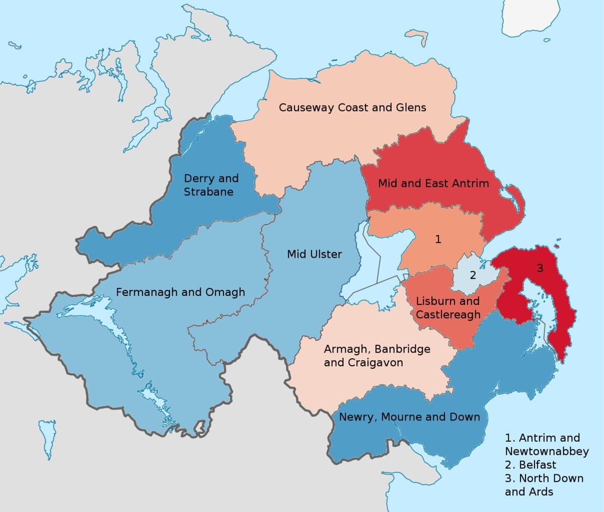 irlanda do norte num mapa