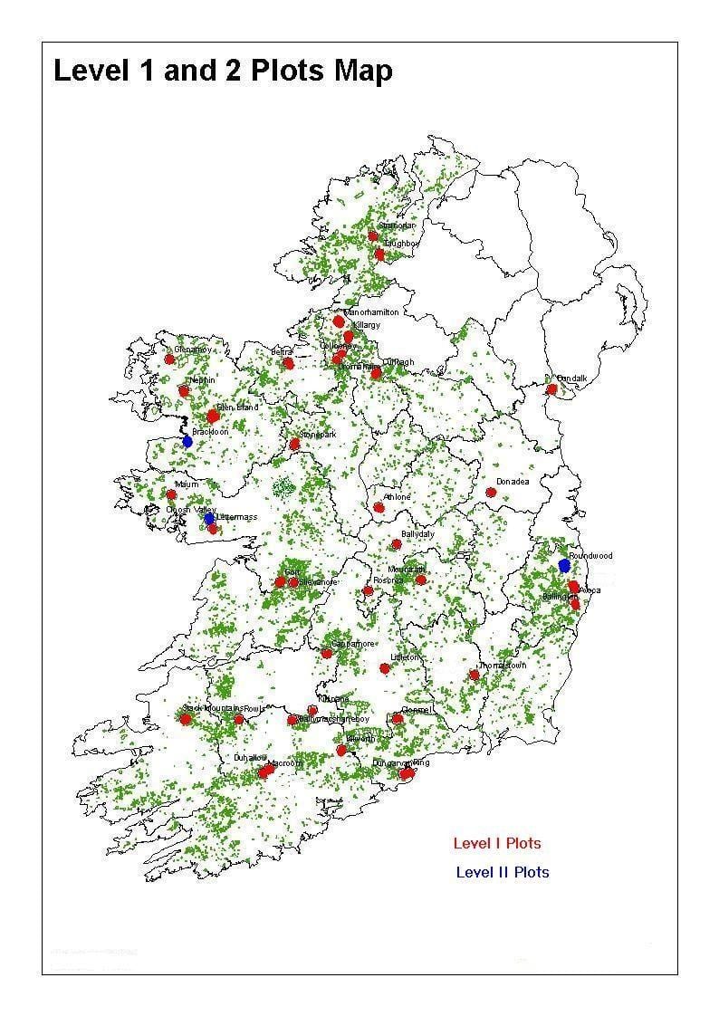 mapa da irlanda florestas