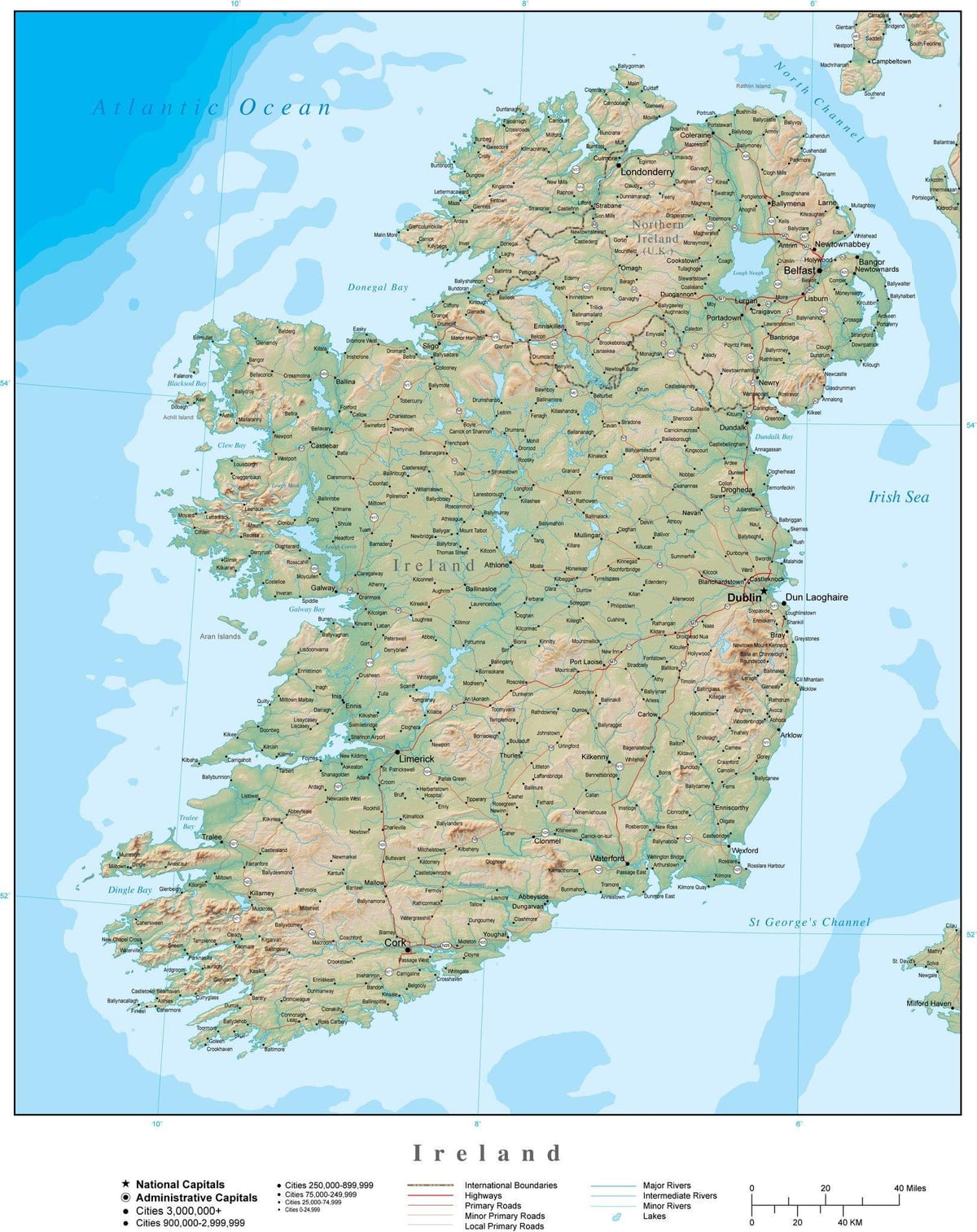 mapa da irlanda do terreno