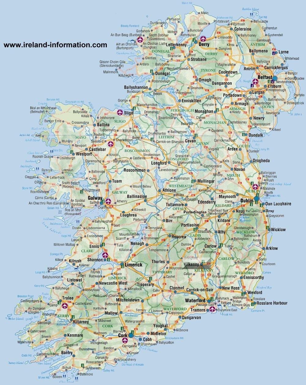 irlanda mapa de viagem