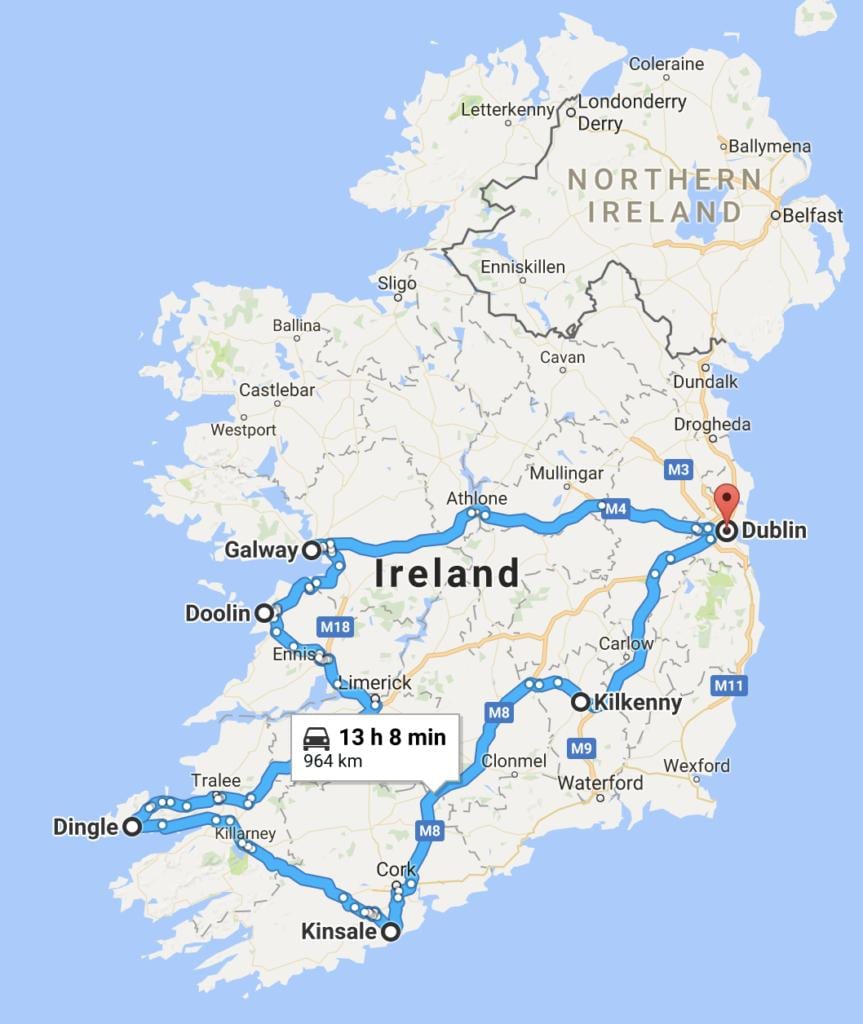 mapa da irlanda planejador de viagem