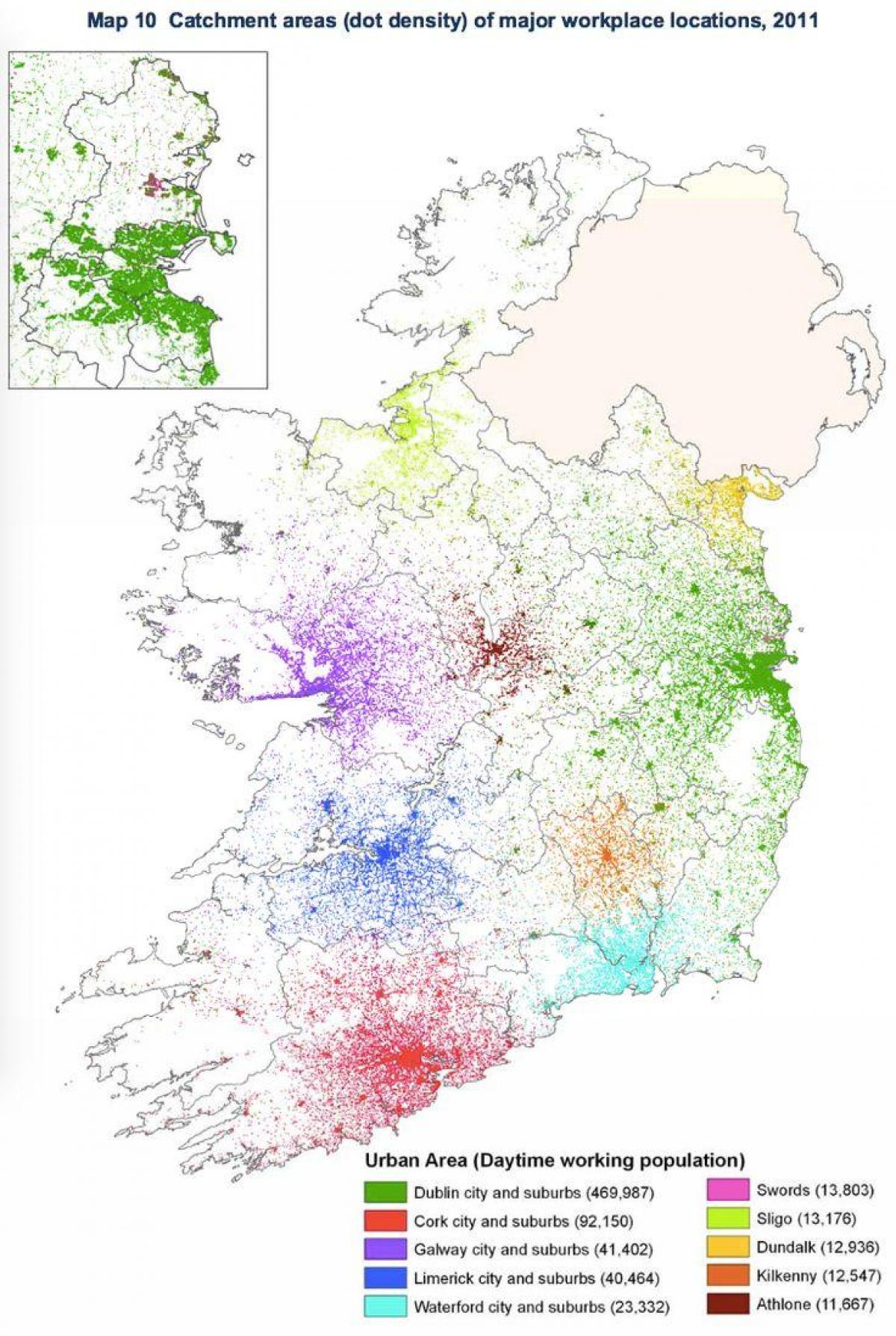 irlanda densidade populacional mapa