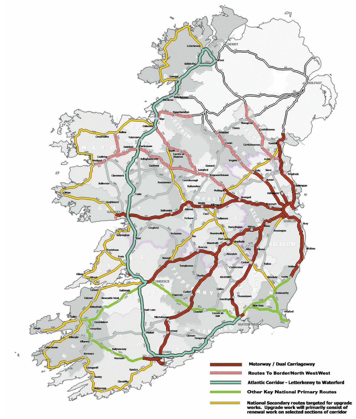 mapa de estradas da irlanda 2016