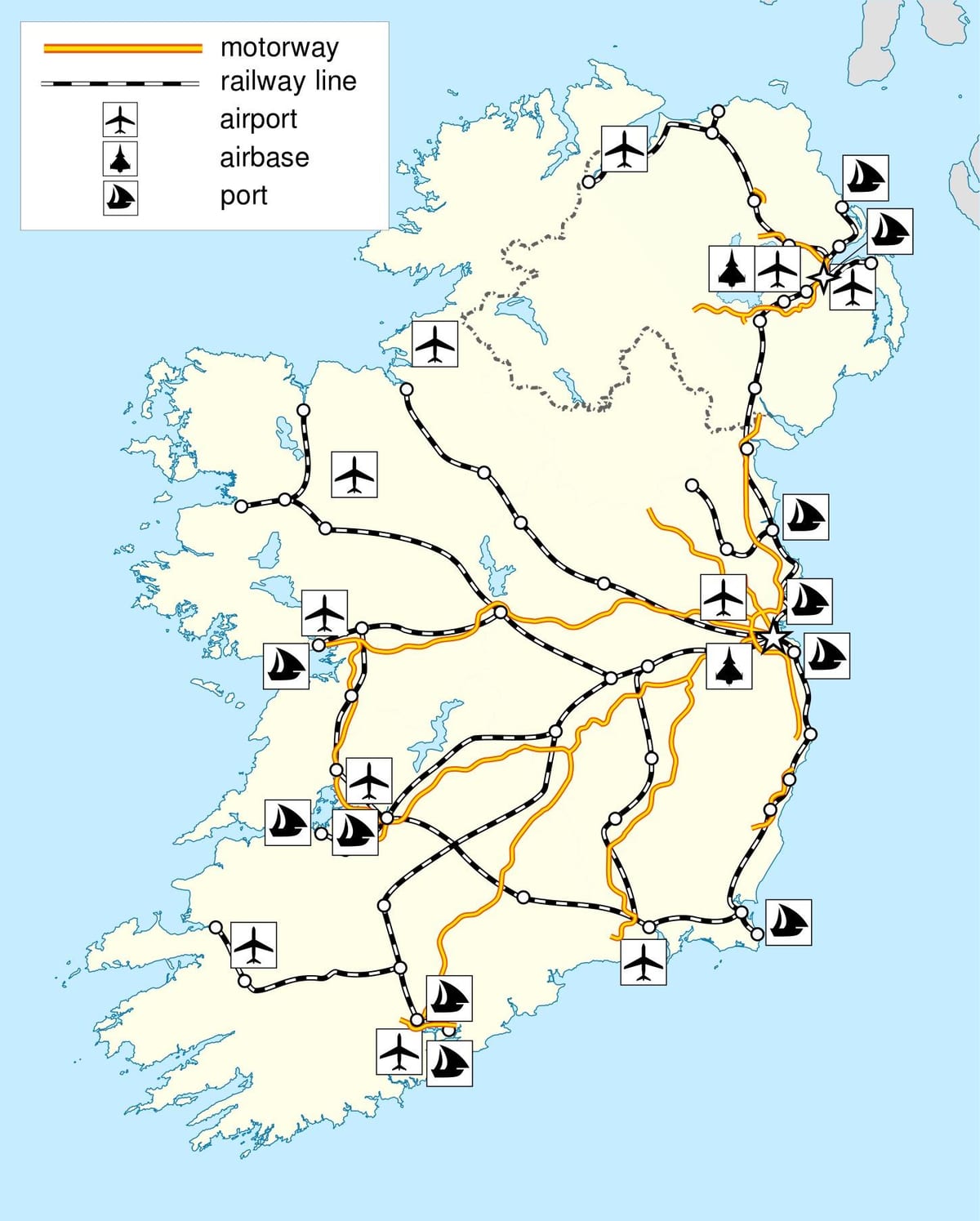 mapa da irlanda transporte