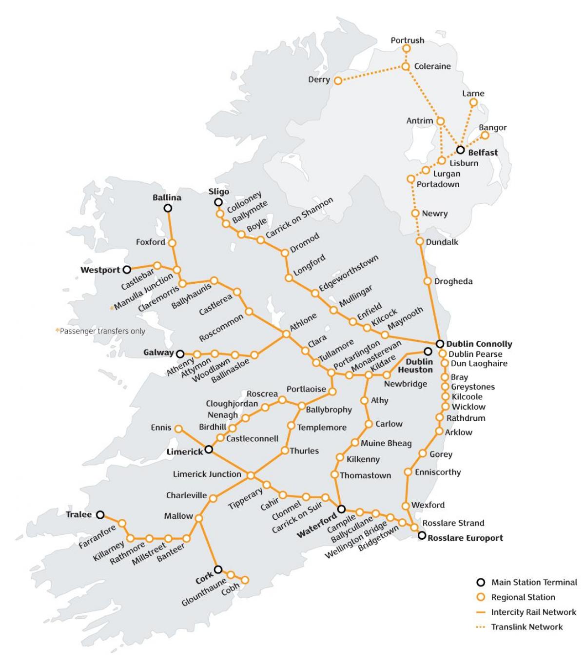 Irlanda Trem Mapa 