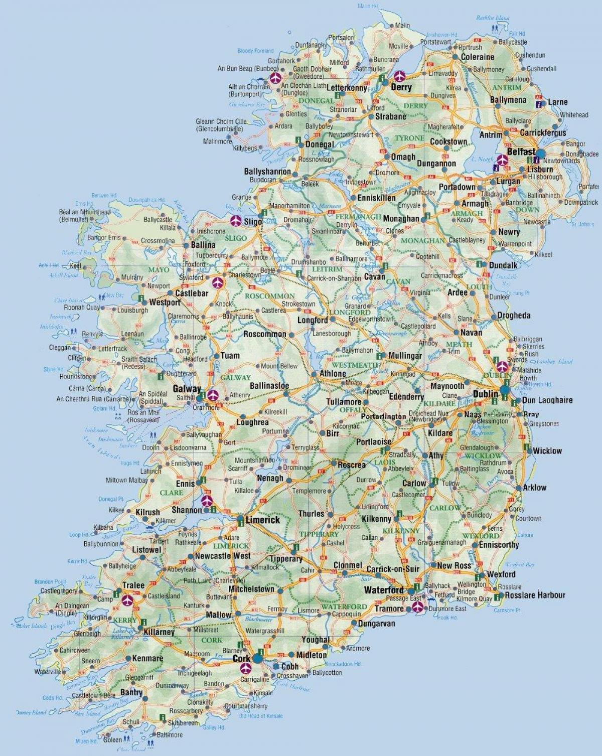 mapa da costa leste da irlanda