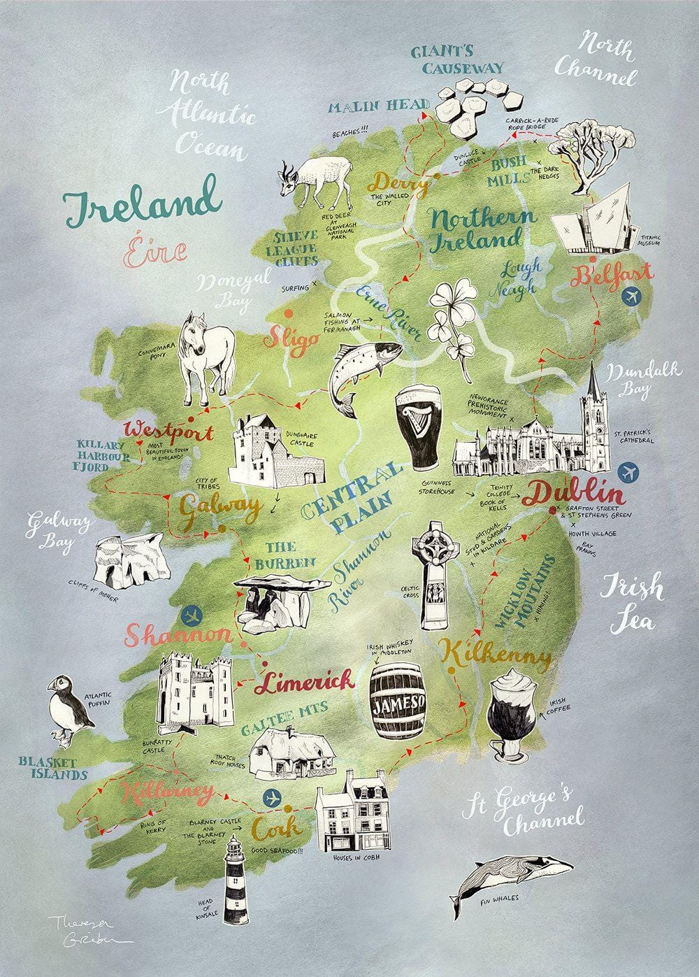 mapa da mapa da irlanda cartaz