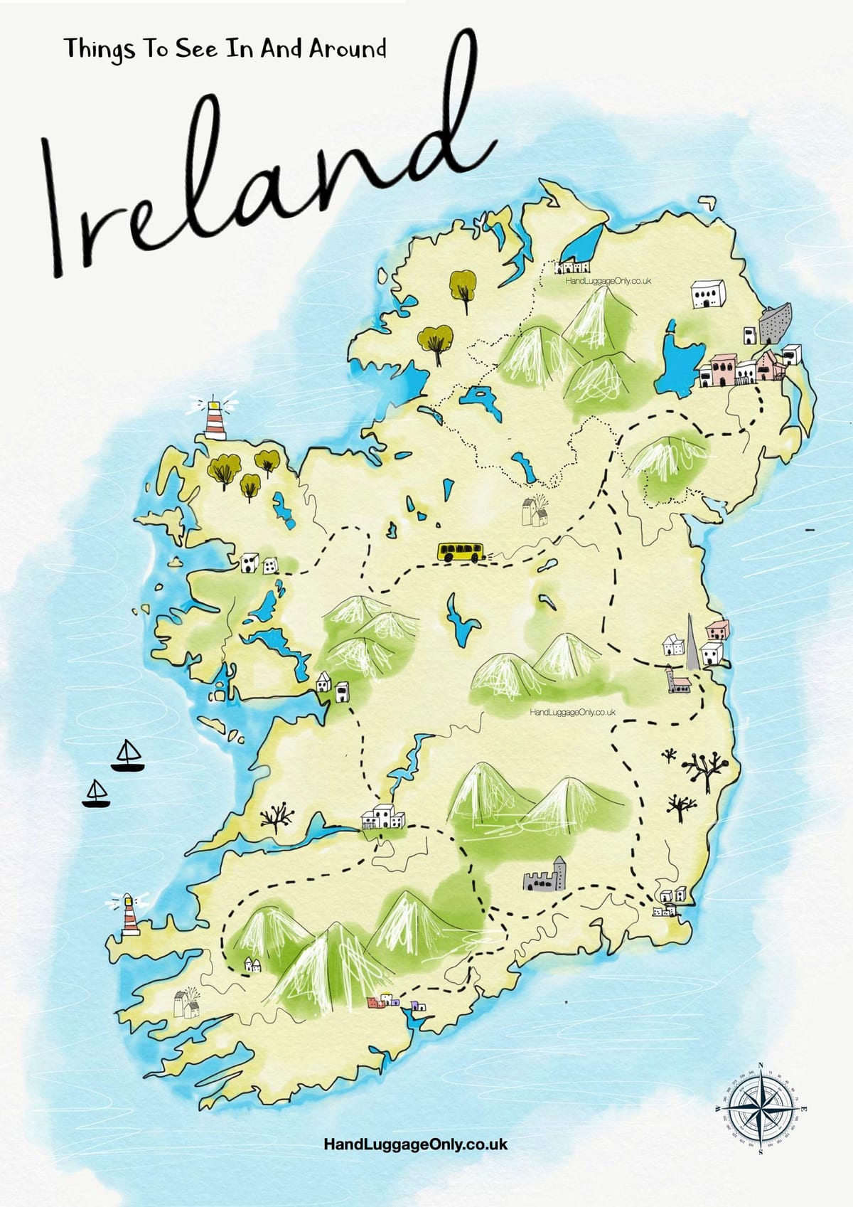 mapa de locais a visitar na irlanda