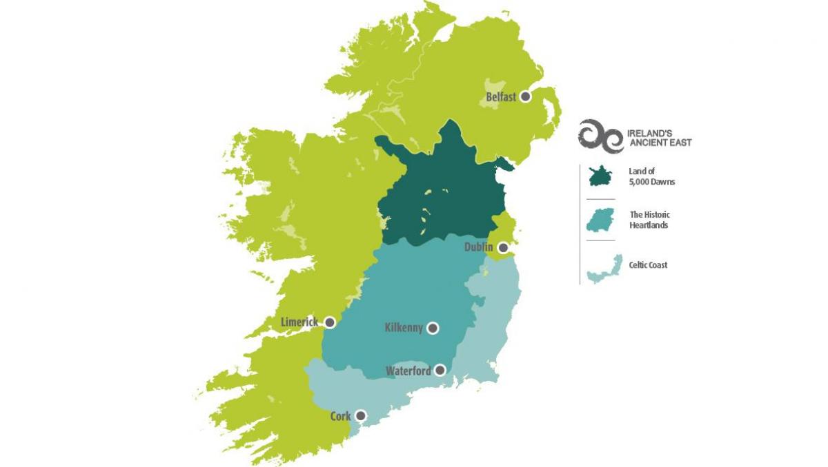 mapa da mapa da costa leste da irlanda