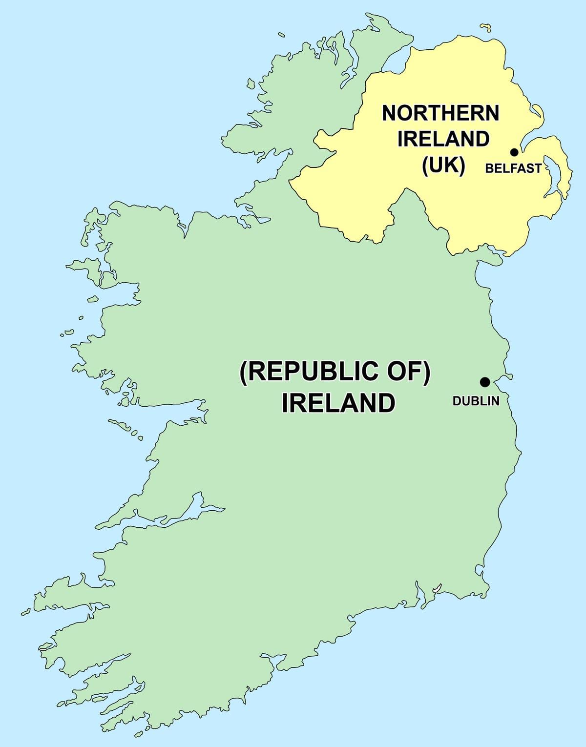  mapa da irlanda do norte e república da irlanda