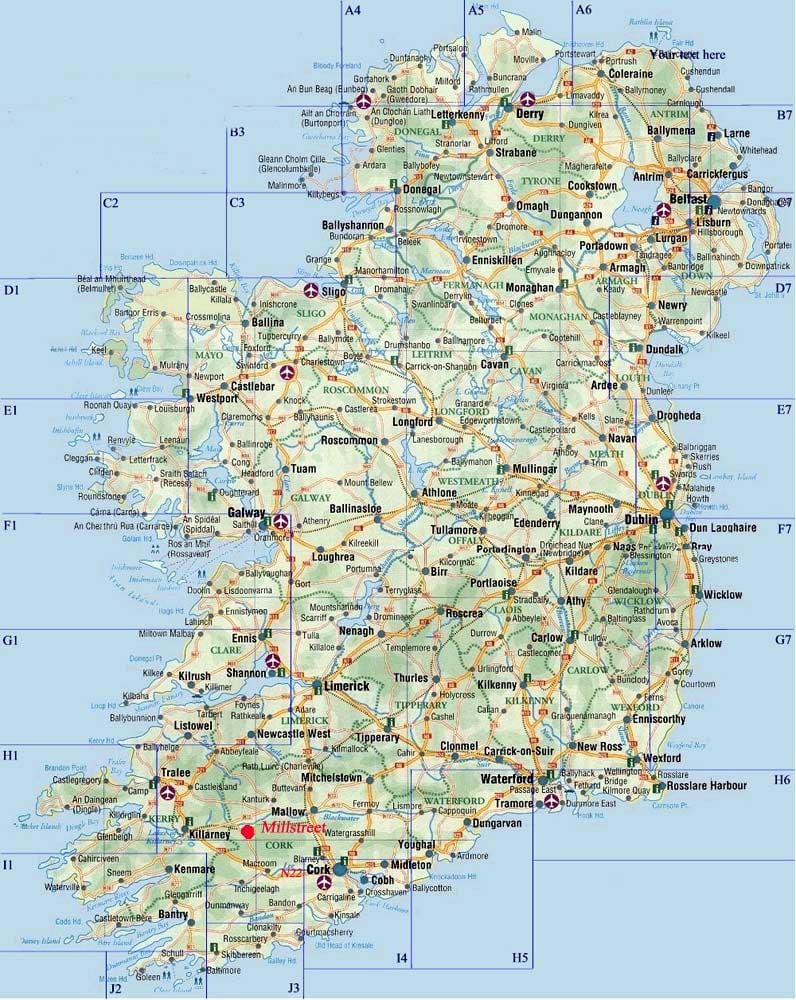 mapa detalhado da irlanda do sul
