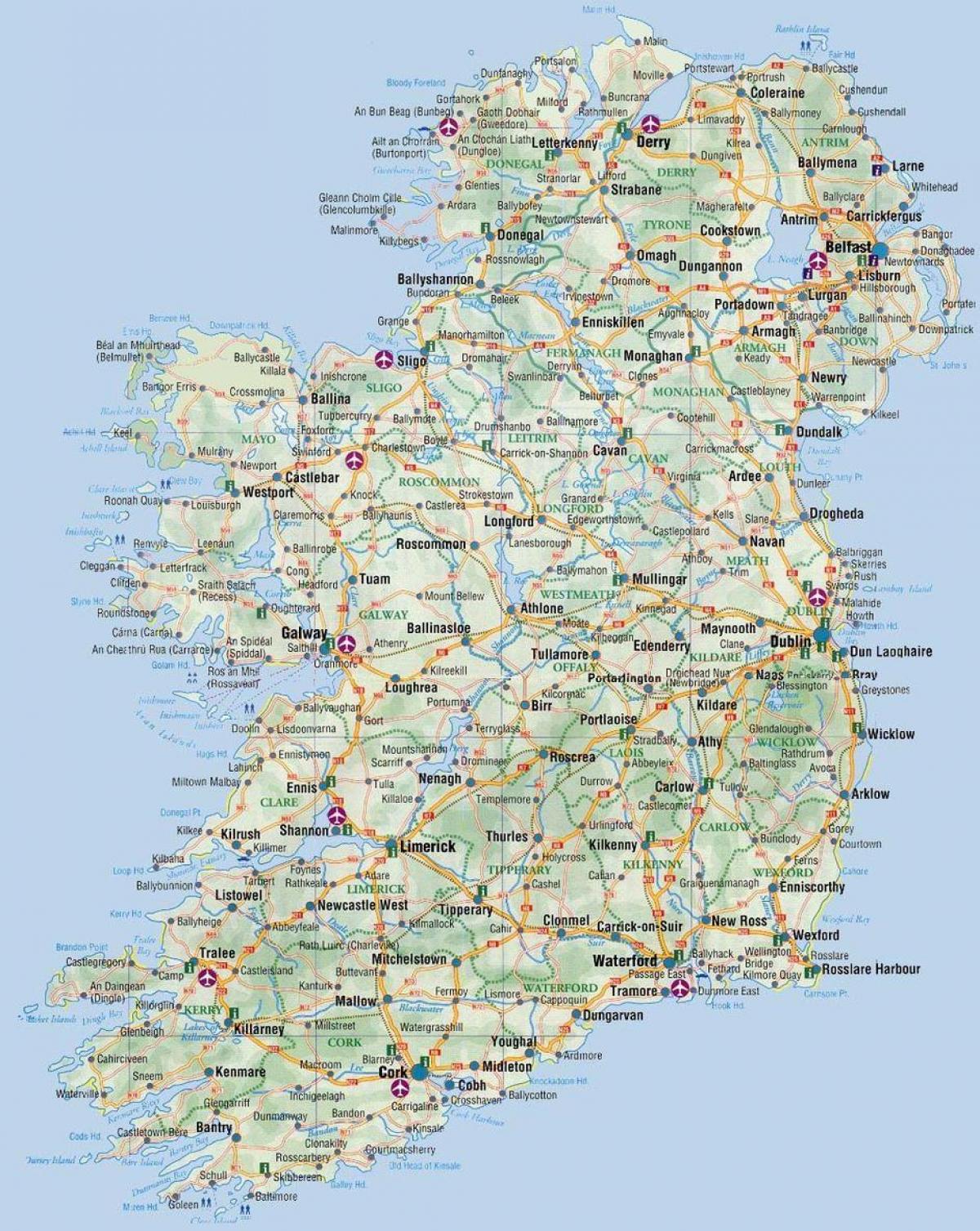 um mapa da irlanda