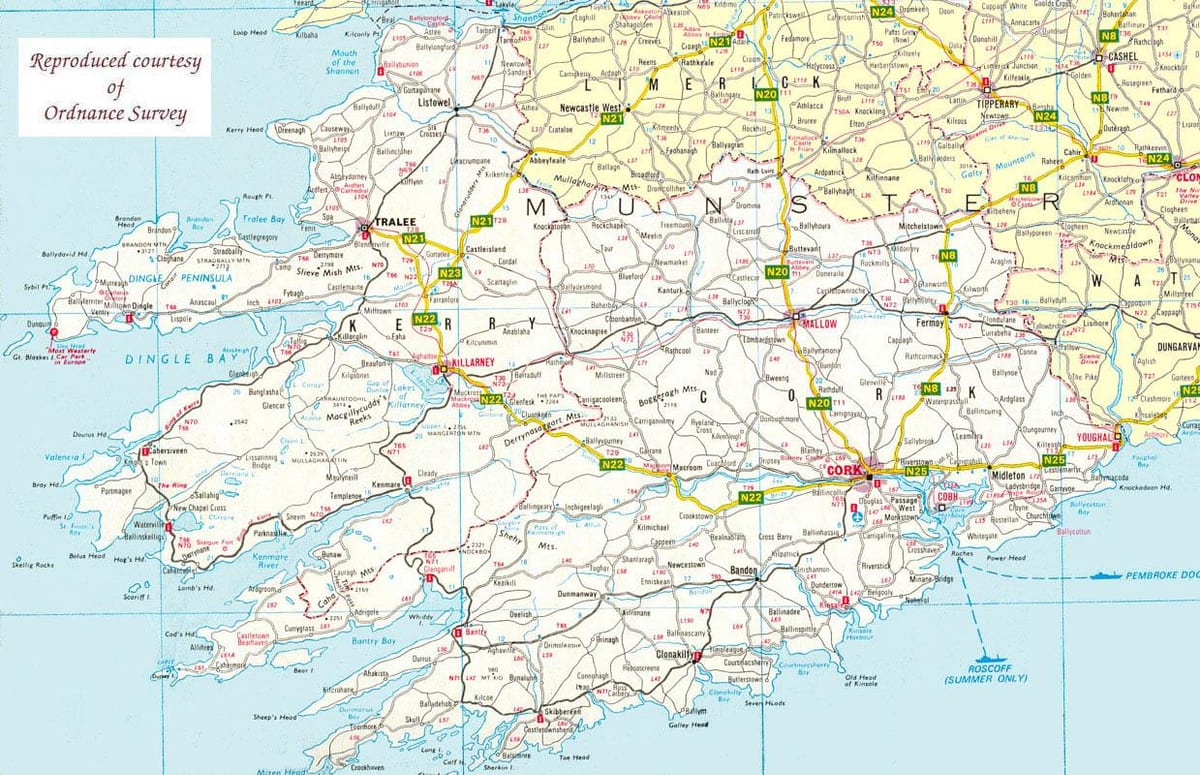 mapa da mapa da norte-oeste de irlanda