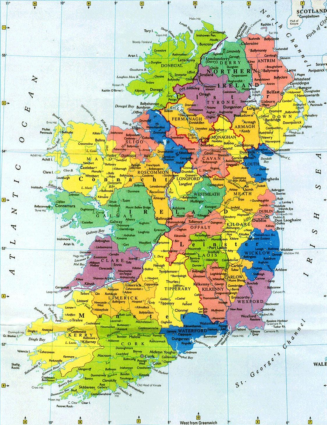 parede grande mapa da irlanda