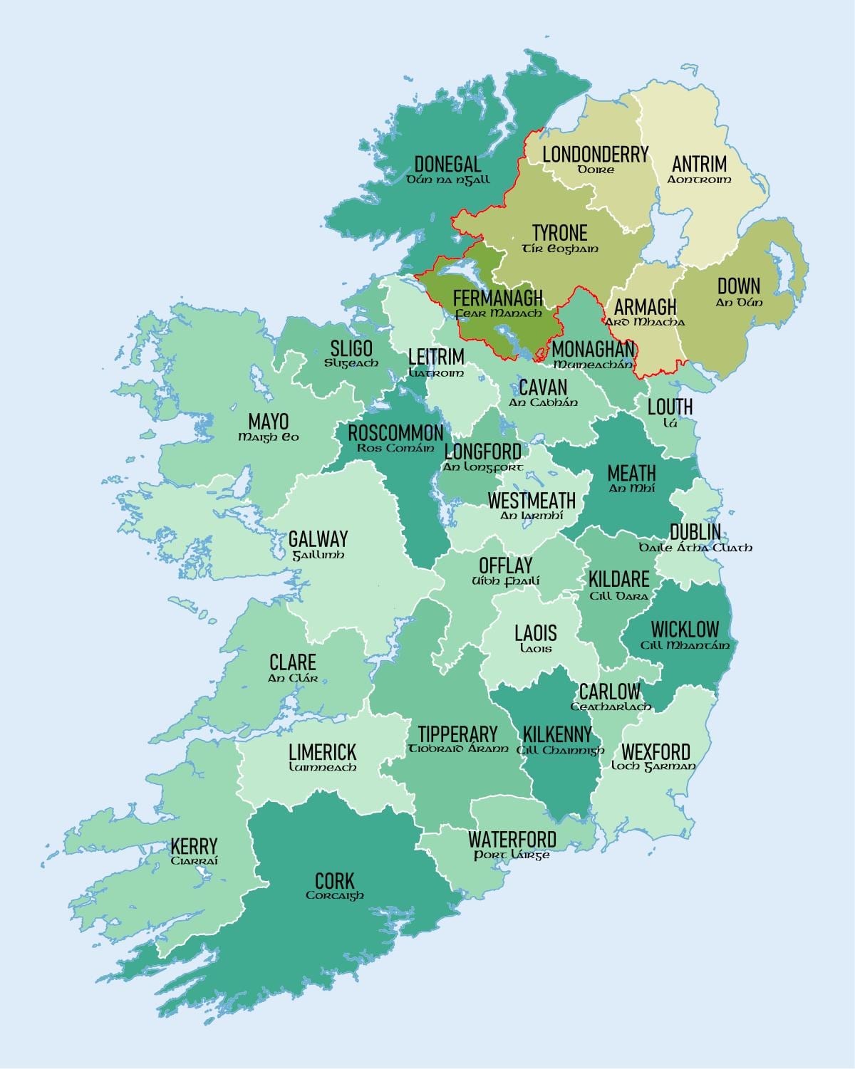 mapa da irlanda do sul mostrando municípios