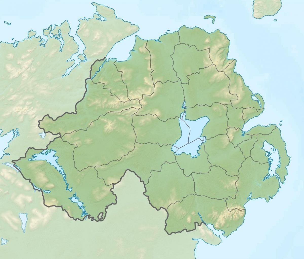 mapa físico, mapa da irlanda do norte
