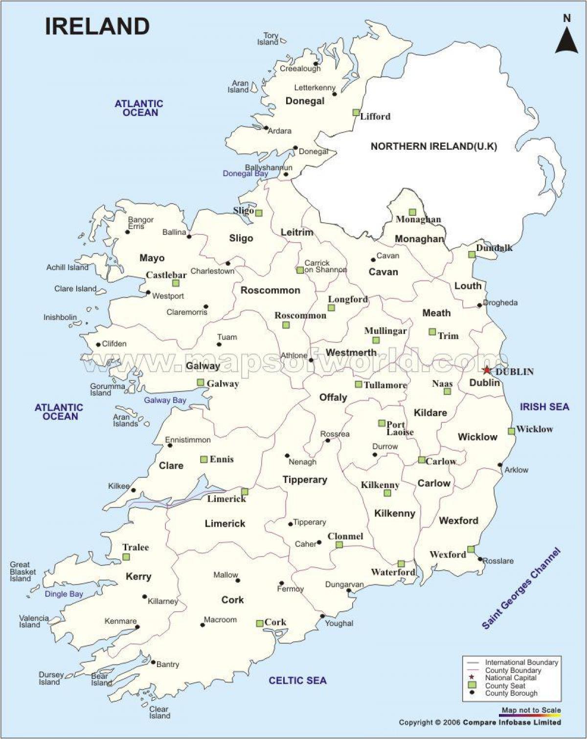 mapa da mapa político da irlanda