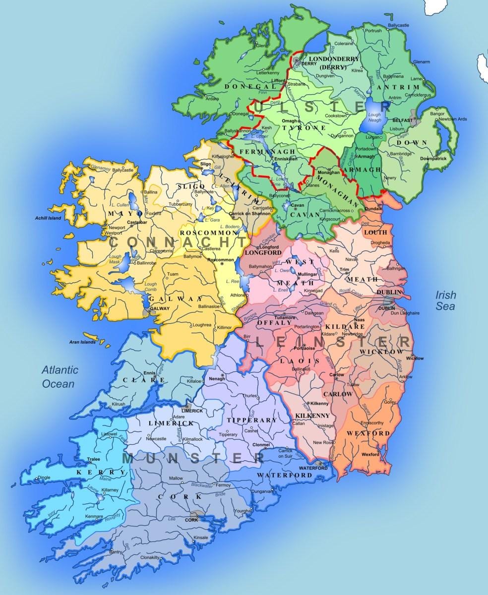 mapa dos rios da irlanda mapa para crianças