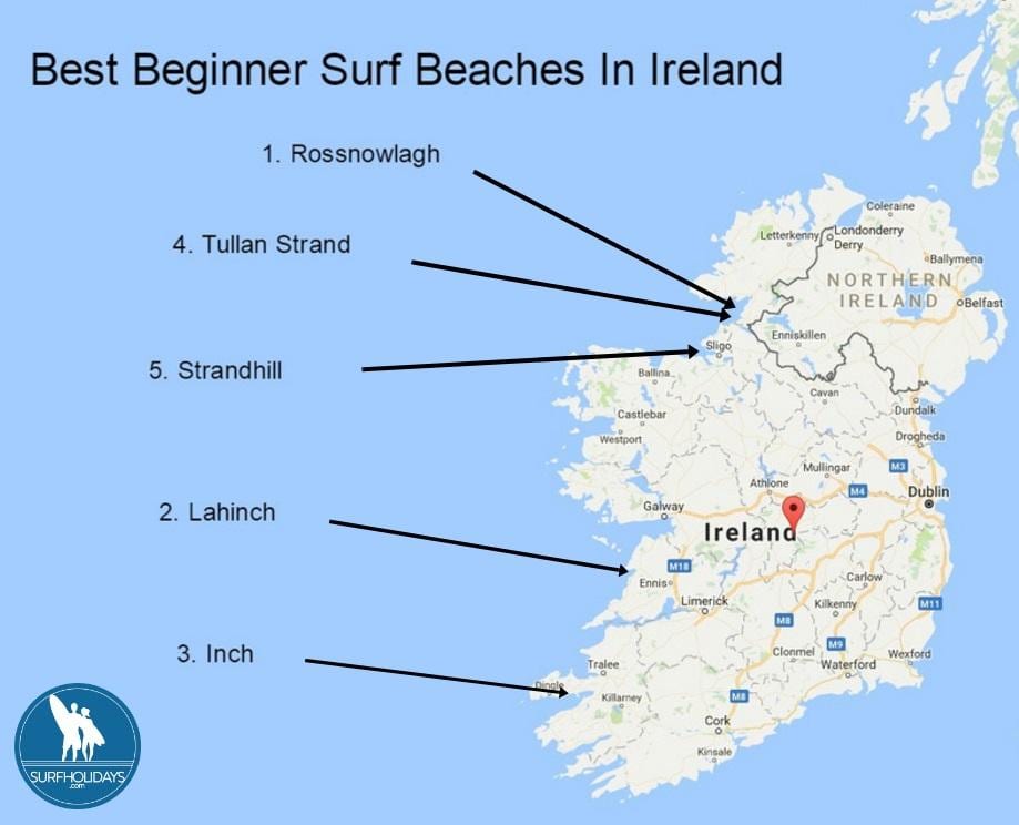 mapa do surfe na irlanda