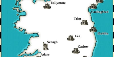 Mapa de castelos na irlanda