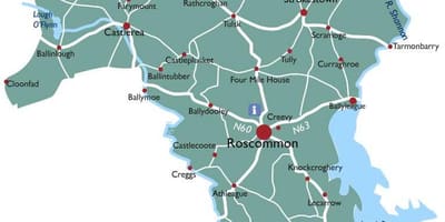 Mapa do condado de roscommon irlanda
