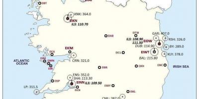 Mapa da irlanda, mostrando aeroportos