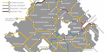 Mapa da irlanda do norte ferroviário de rede