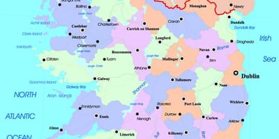 Mapa político da irlanda e irlanda do norte