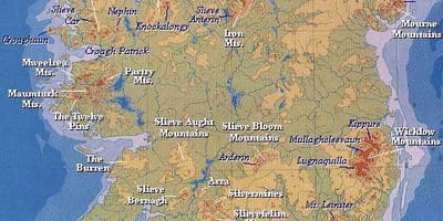 Mapa da irlanda montanhas 