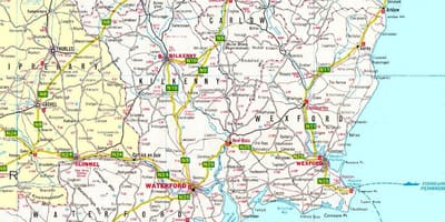 Mapa de sul-leste da irlanda