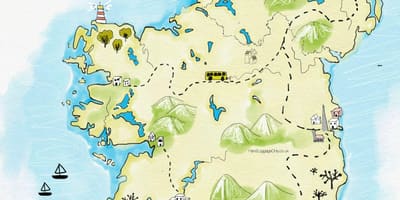 Mapa de locais a visitar na irlanda