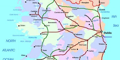 Mapa de rotas de trem na irlanda