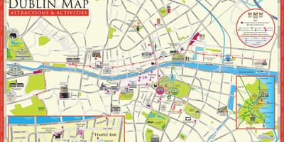 Mapa de dublin, irlanda atrações turísticas