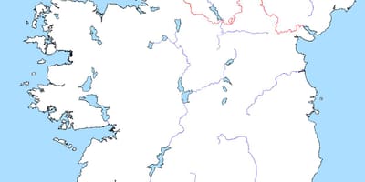 Mapa da mapa em branco da irlanda, com rios