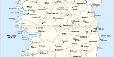 Mapa da mapa político da irlanda