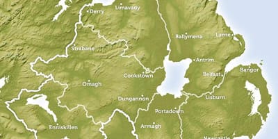 Mapa da mapa regional da irlanda do norte