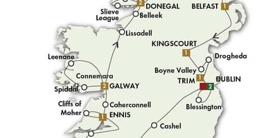 Mapa de melhor roteiro da irlanda