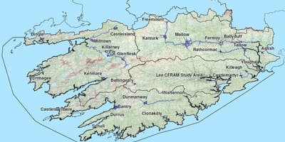 Mapa detalhado do sudoeste da irlanda