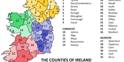 Mapa da irlanda, mostrando províncias