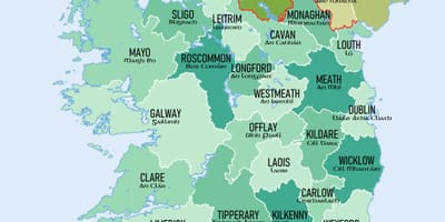 Mapa da república da irlanda, mostrando municípios