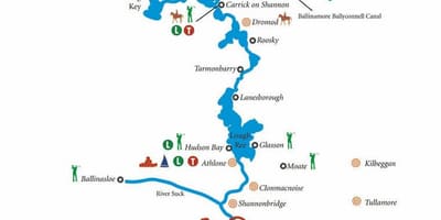 Mapa do rio shannon, no mapa de irlanda